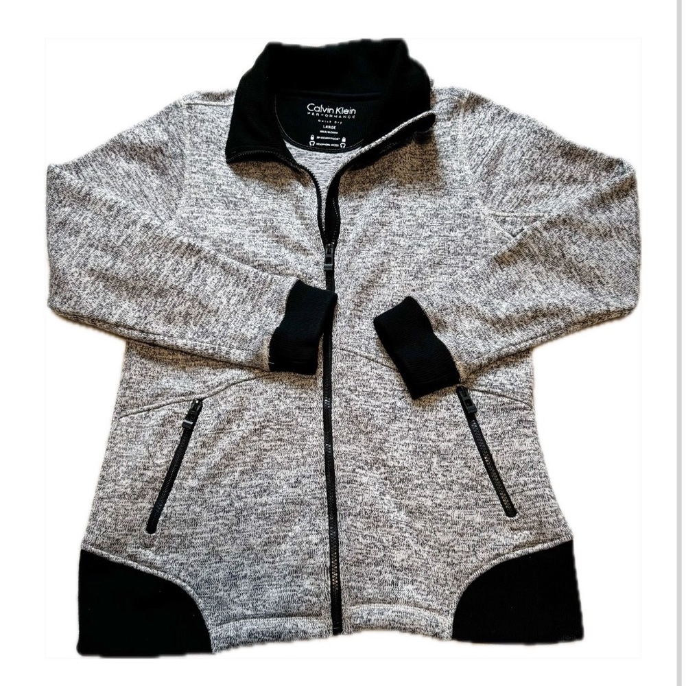 Calvin Klein Women's Performance Quick Dry Fleece Lined Gray and Black Cardigan